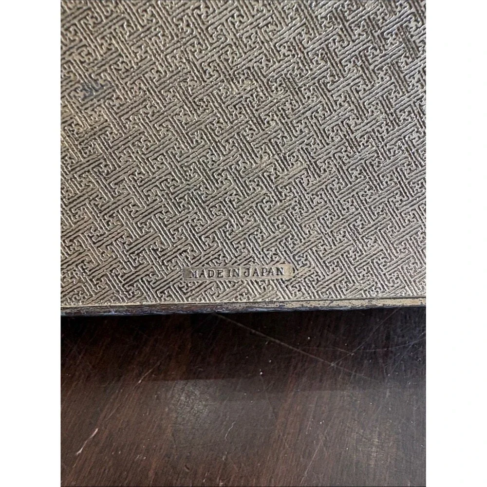 Ornate Embossed Metal Trinket Box in Aged Silver Tone